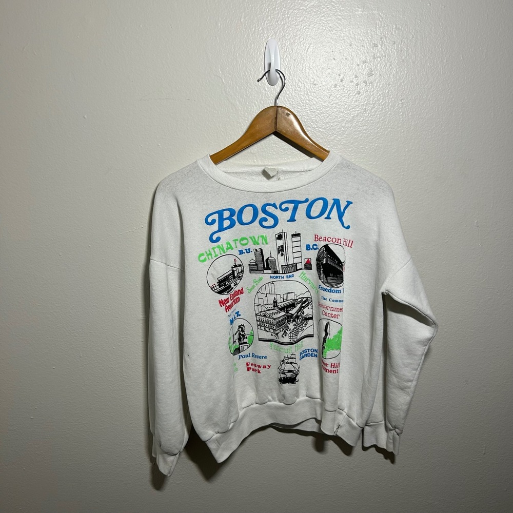 L 90s Bostonpuff print  crew